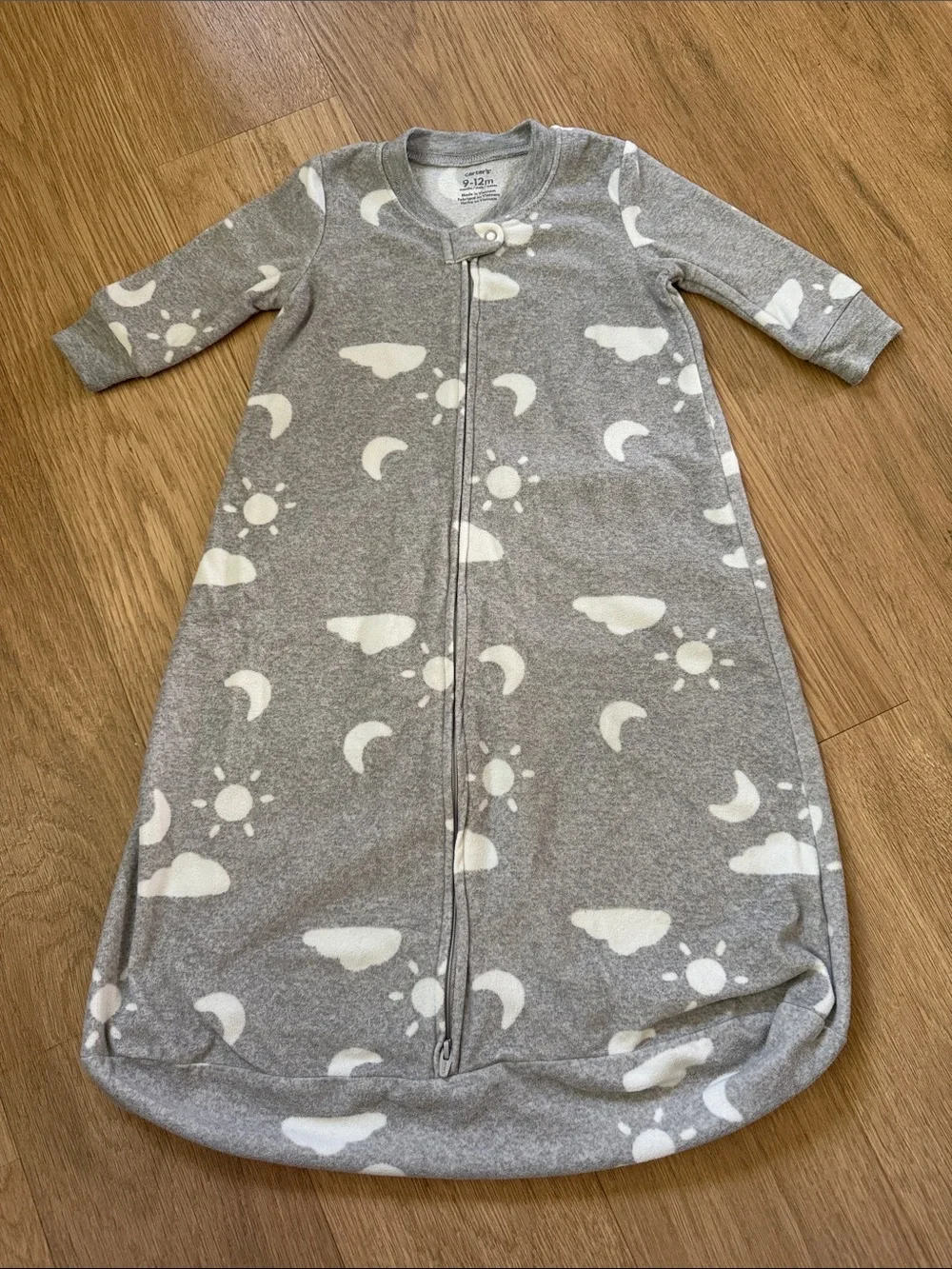 Carter's Grey Moon & Sun Sleep Sack - White Cloud Print 9-12 Months